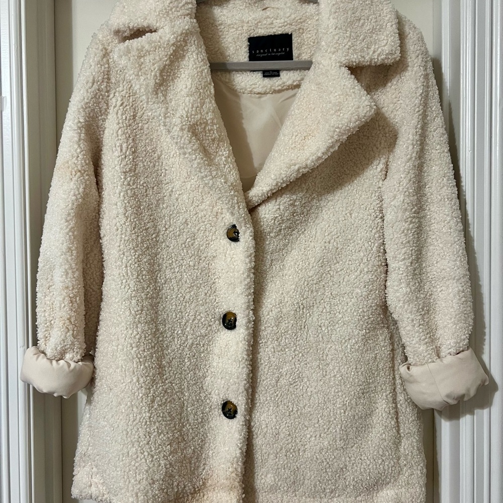 Sanctuary Cream Teddy Jacket Cozy Chic Essential